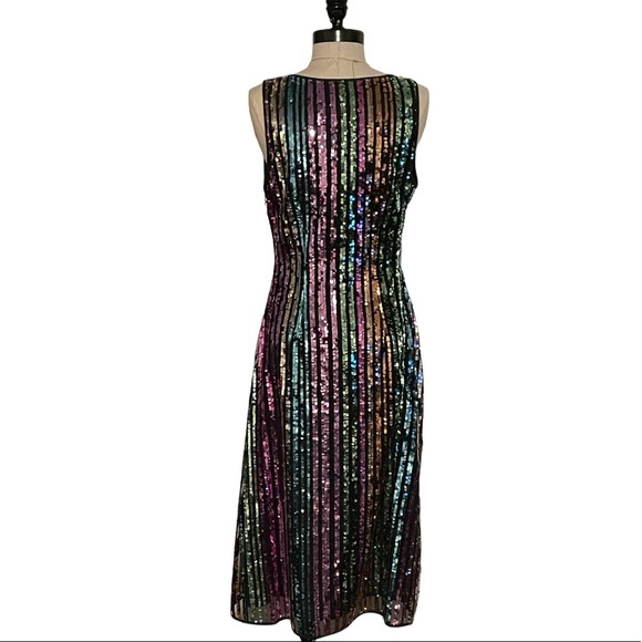 Halogen X Atlantic-Pacific Gold Pink Broadway Stripe Dress - Picture 9 of 11